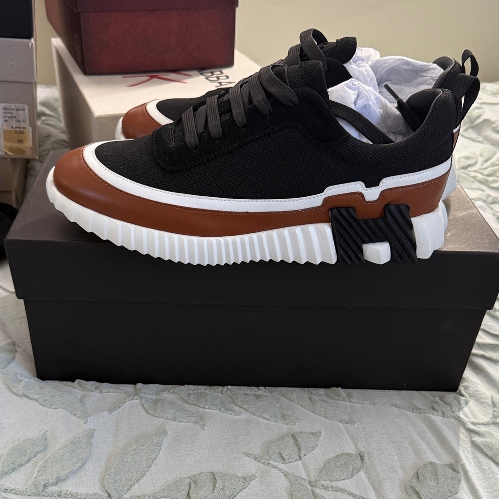 a.n.a Black and Brown Sneakers with White Trim